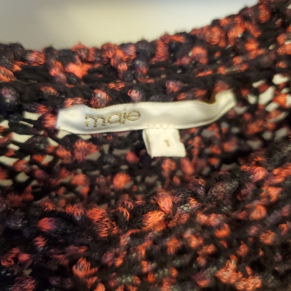 Maje Knit Crochet Sweater. Bright neon pink and black. Size 1 (small). - Picture 4 of 13